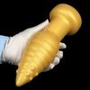 Extra Großer Weicher Goldener Silikon Kegelförmiger Analplug mit Saugfuß Fisting Trainer Dildo Expander Spielzeug Großer Penis