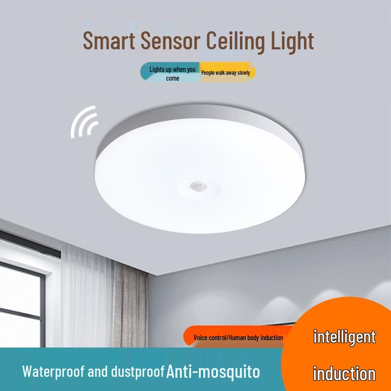 LED Tri-Proof Ceiling Light with Sound, Light, and Motion Sensing for Hallways