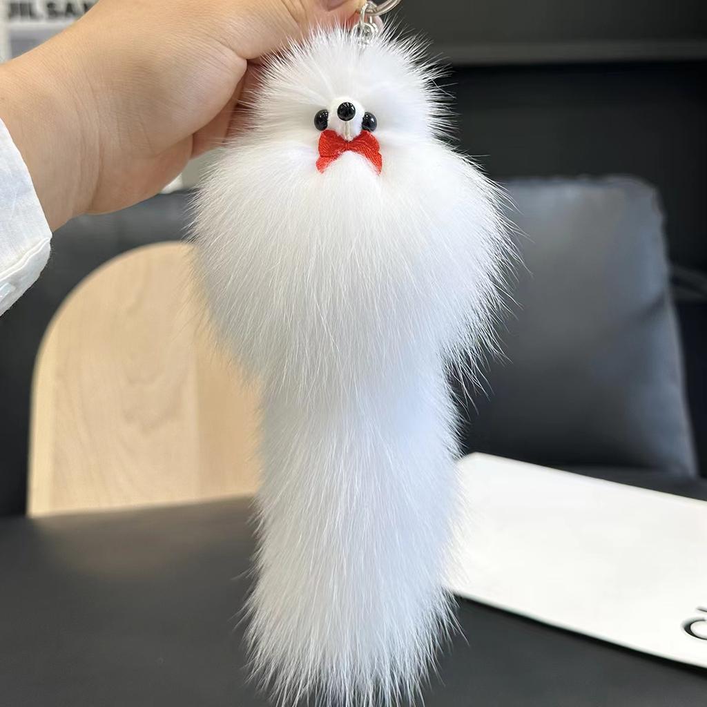 Cute Fox Car Keychain Pendant Plush Fur Doll Bag Hanging Decoration Gift