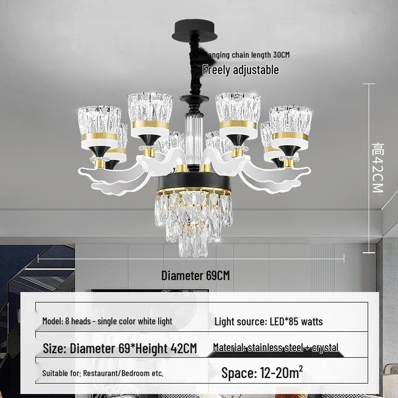 Chinese Style Luminous Crystal Chandelier: Modern Luxury Lighting for Living Rooms and Halls