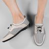 Summer Men Comfort Flats Shoes Quality Patchwork Mesh Leather Shoes Leisure Man Outdoor Lightweight Breathable Cool Casual Shoes