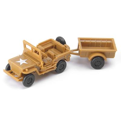 1:72 WWII Willys Jeep with Hanging Bucket 8cm Military Vehicle Assemble Car Model Toys