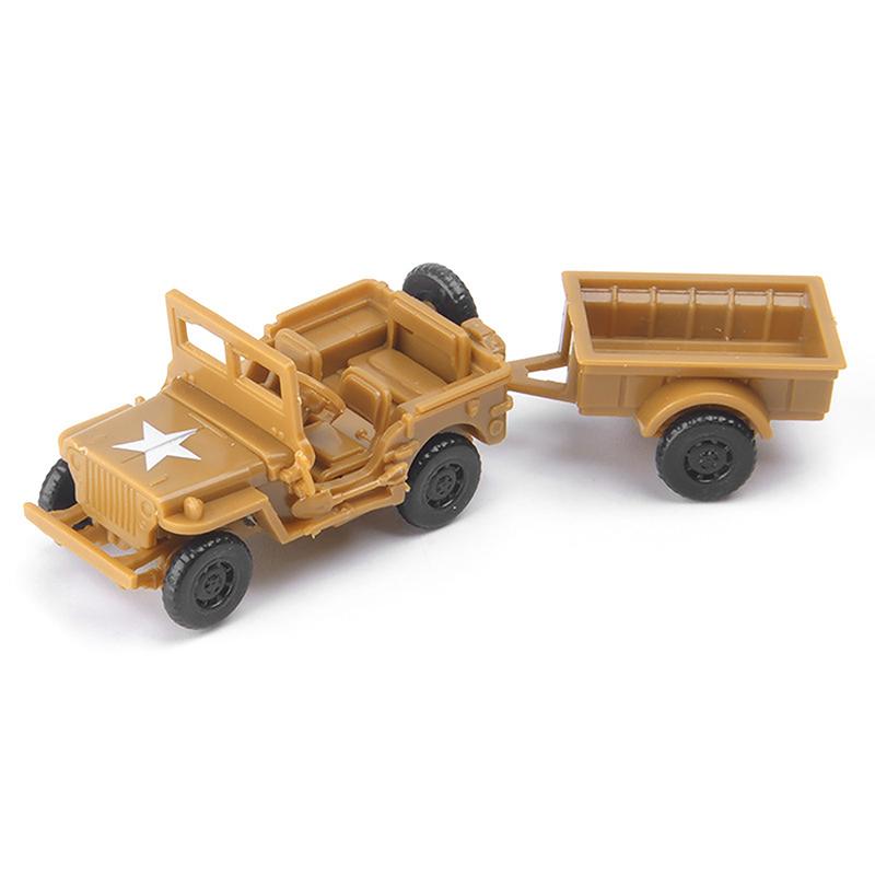 1:72 WWII Willys Jeep with Hanging Bucket 8cm Military Vehicle Assemble Car Model Toys