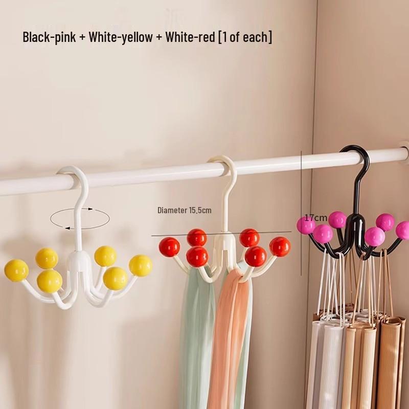 Dopamine Six-Claw Rotating Hook Rack: No-Punch Storage for Bags, Hats, and Underwear