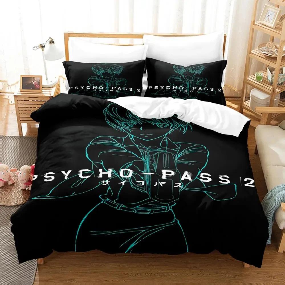 Psycho Pas Anime Single Double Quen King-Sized Dimensionsd Dimensions Bedspread Coverlet for Adult Peoples Young Boys Soft Duvet Cover Bed Linen Set