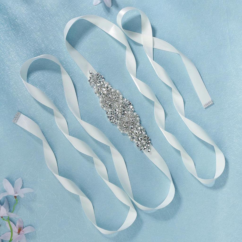 Ceinture de Mariée Fait Main en Perles et Strass - Ceinture de Taille Vintage en Perles pour Robes de Mariée