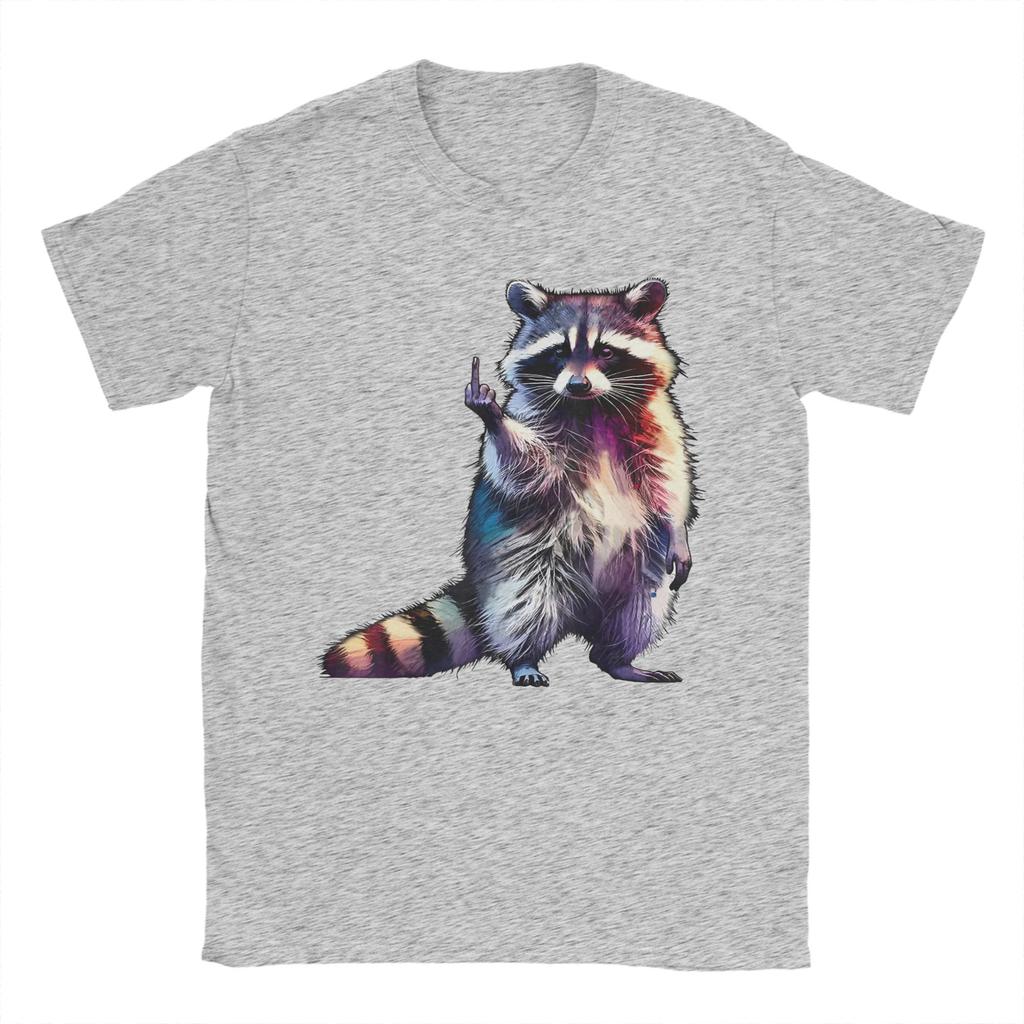 Raccoon Middle Finger Trash Panda Racoon Sarcastic Humor Unisexs T Shirt  Humor Tee Shirt Short Sleeve Round Neck TShirt Clothing