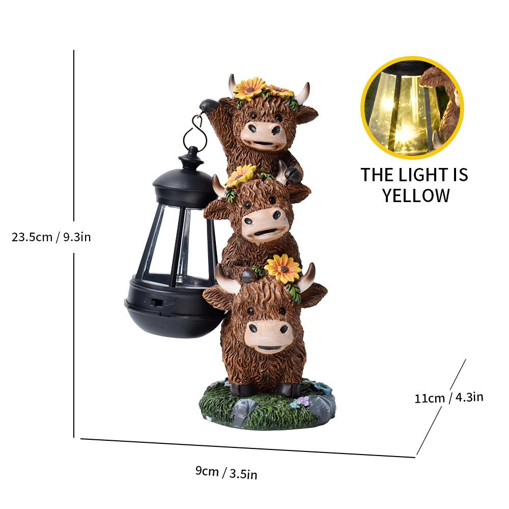 

JYL TS/106,Yak Welcome Sign Garden Statue Highland Cow Solar Garden Decor Resin Craft One Size світлий колір лосося рожевий