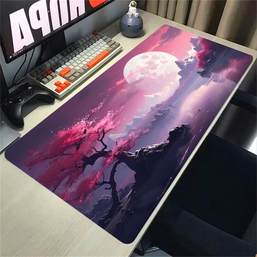 

Landscape Pink Sakura Table Pads Anime Mouse Pad Pc Gaming Desk Mat Carpet for Mouse Ped Office Mousepad Xxl Keyboard Long Pads 60x30cm