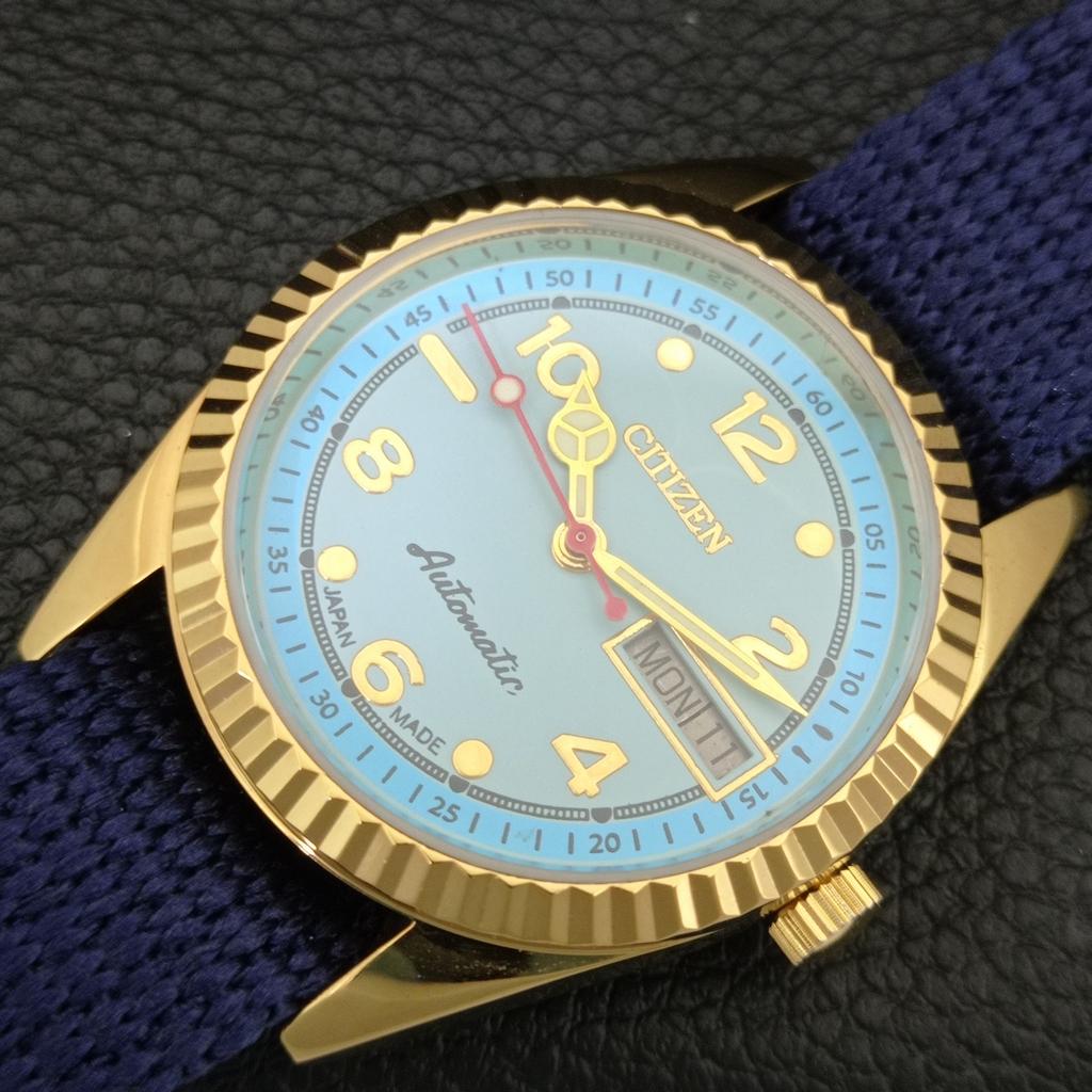 VINTAGE CITIZEN AUTOMATIC REFURBISHED JAPAN MENS SKY BLUE DIAL WATCH a445285-1