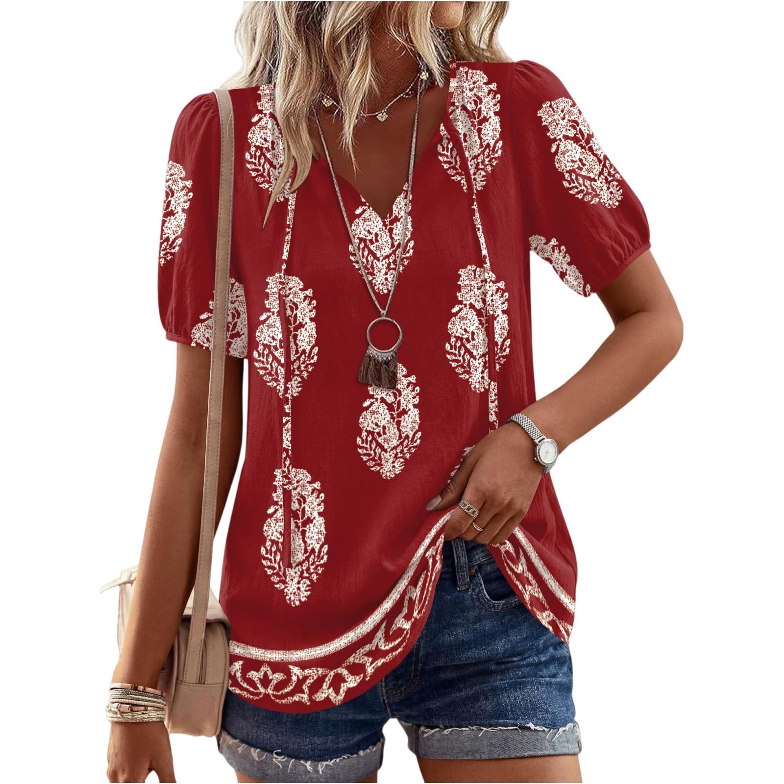 

Women s Fashionable Casual Vintage Printed Blouse XL