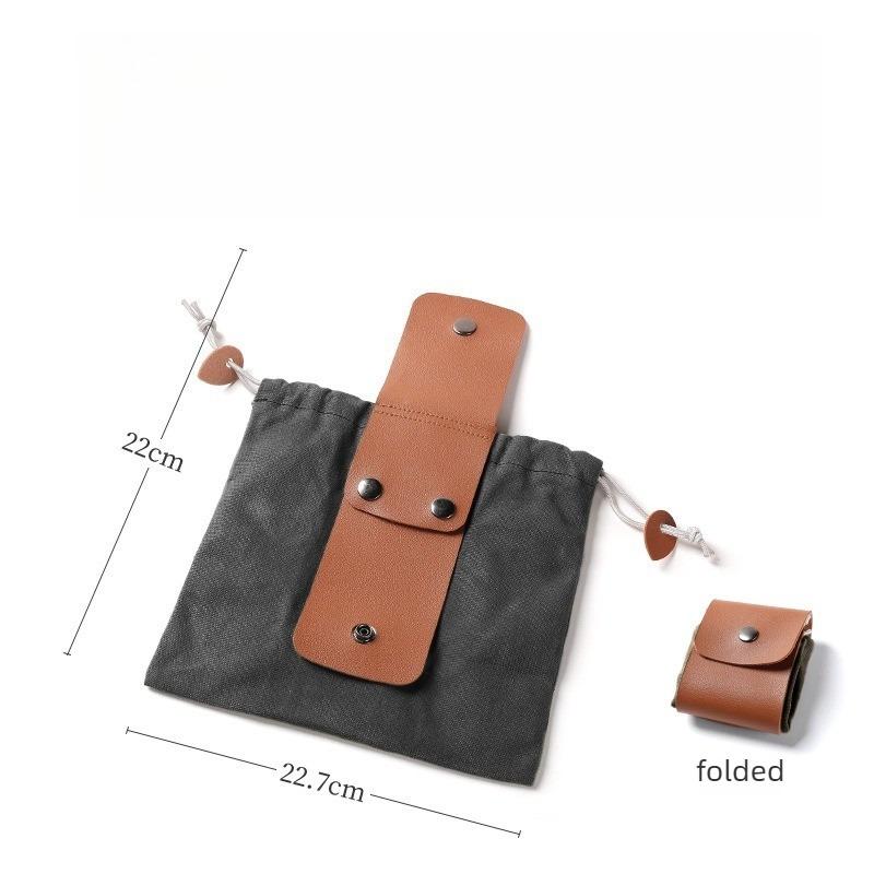 Portable Drawstring Foraging Waist Pouch Fold‑Away Canvas Tool Storage Hip Bag For Camping Hiking Outdoor Collecting Gear