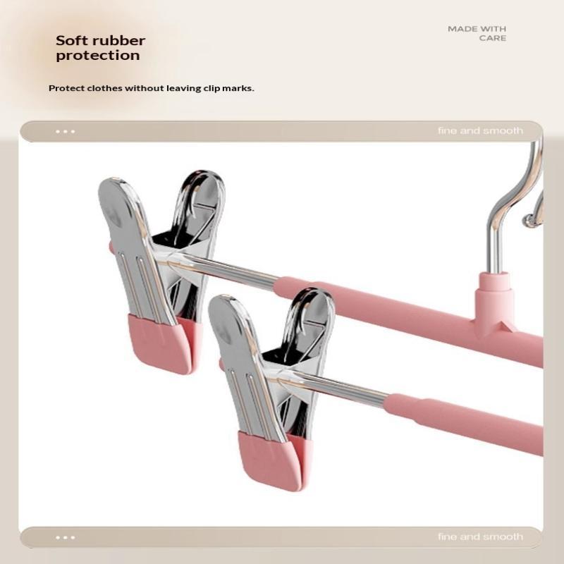 12Pcs Adjustable Metal Hangers With Clips, Non-Slip Space-Saving For Pants/Skirts & All Garments, Keep Clothes Tidy & Organized
