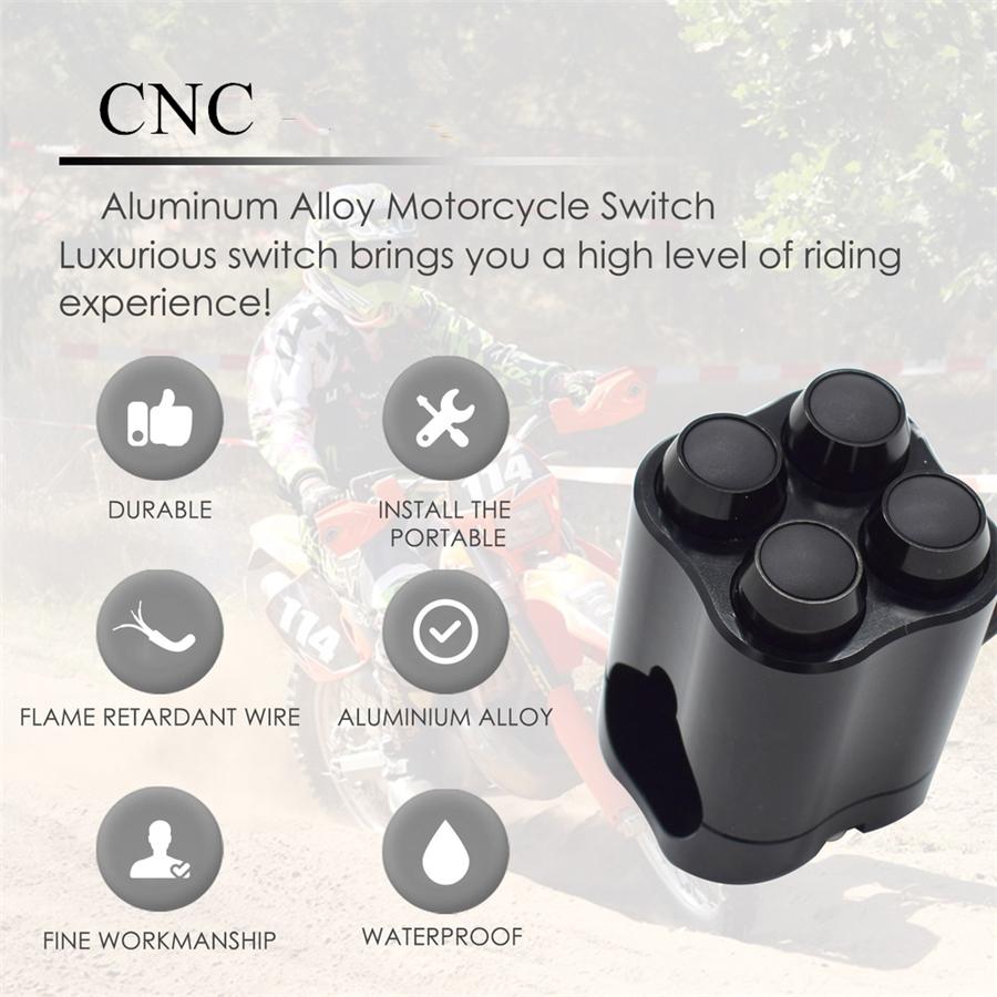 CNC 28mm Motorcycle Switch Handlebar 4 Optional Button Control W/ Wire Harness