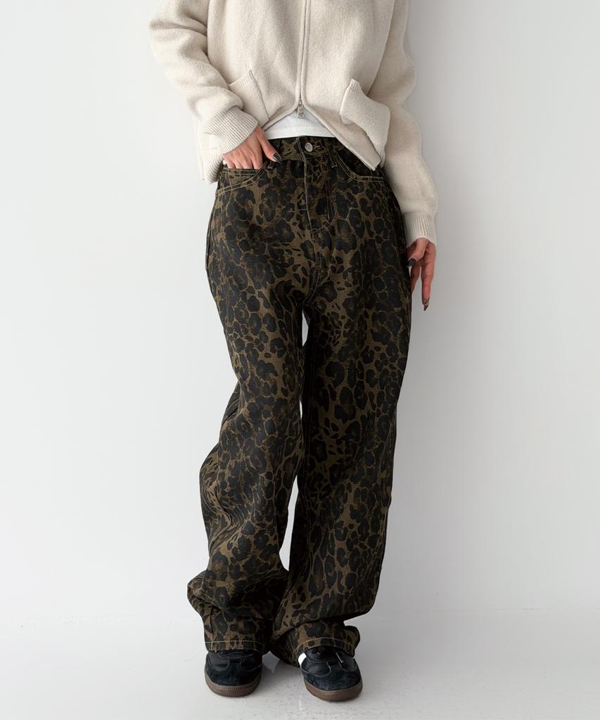 THE GREEN LAB Leopard Print Pants [Khaki Brown]