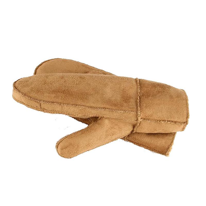 1Pair Heated Mittens Winter Riding Outdoor Windproof Full Finger Warm Gloves Cashmere Gloves Soft Warm Faux Fur Suede Leather