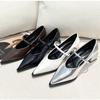 Fashion New Spring Style Pointed Toe Square Heel Versatile Style Single Shoes Women's Shoes Medium Professional Buckle Dress High Heels