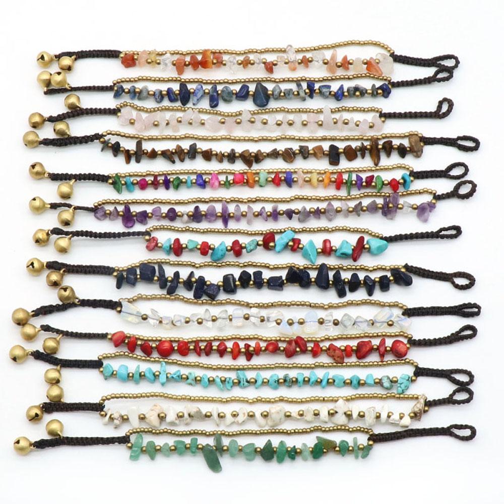 1 szt. Bransoletki z koralików z kamieni naturalnych w stylu bohemy, z kamieni kruszonych, dla kobiet i mężczyzn, do noszenia na co dzień, biżuteria, prezenty na święta, 18-18,5 cm