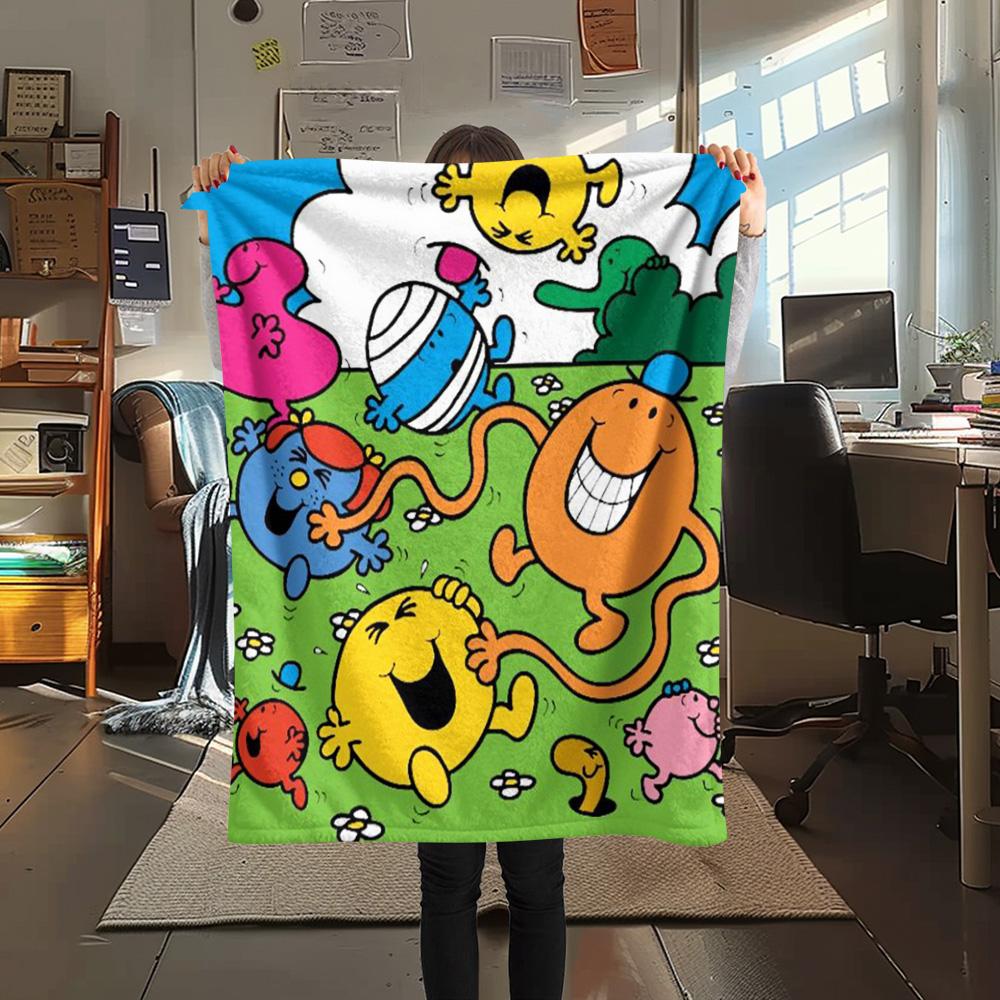 1PC Mr. Men Little Miss Patterned Flannel Blanket Suitable For All Seasons for Home Decor Warmth and Comfort Gifts Holiday Present
