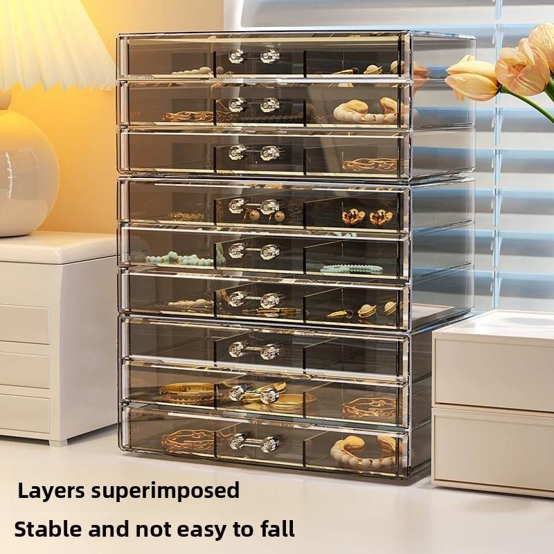 Jewelry storage box Large capacity earrings Earrings Necklace Earrings Bracelet Jewelry box Exquisite beaded finishing box Transparent