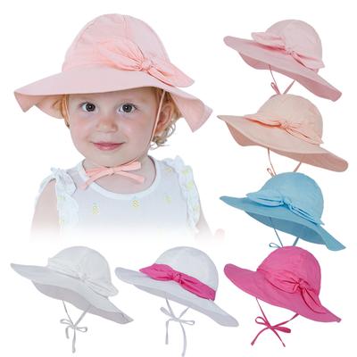 Infant Sun Protective Hat with Wide Brims Bowknot Design for Toddler 2-5Years Old Great for Beach and Outdoor Activity