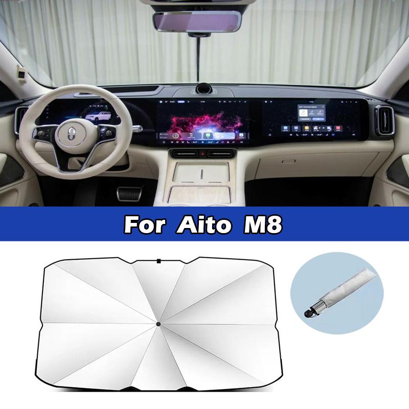 For Huawei Aito M5 M7 M8 M9 Car Sunshade Umbrella Front Windshield Silver Glue UV Resistant Folding Car Sunscreen Accessories