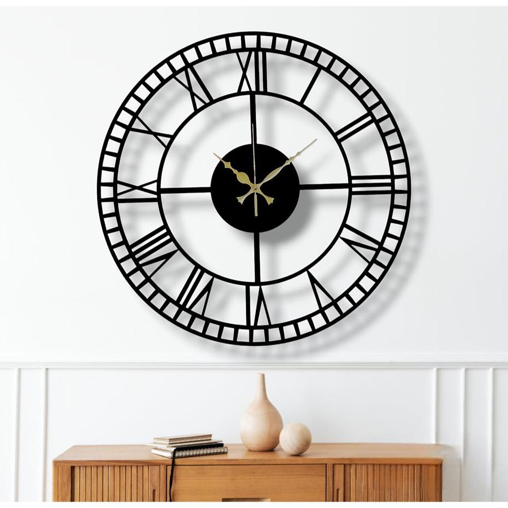 Clock for Living Room, Bedroom, Office, Kitchen, Stylish Analog Wall Clock for Home and Hall, Designer Big Size Modern Wall Watch 40 Cm, Black