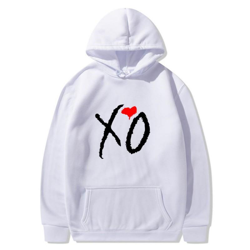 Mens Oversized Hooded Sweatshirt With XO Letter Print Loose Fit Streetwear Casual Top