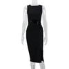 Women's Summer Midi Bodycon Dresses Casual  Round Neck Side Slit Sleeveless Knit Cut Out Tank Top Dress