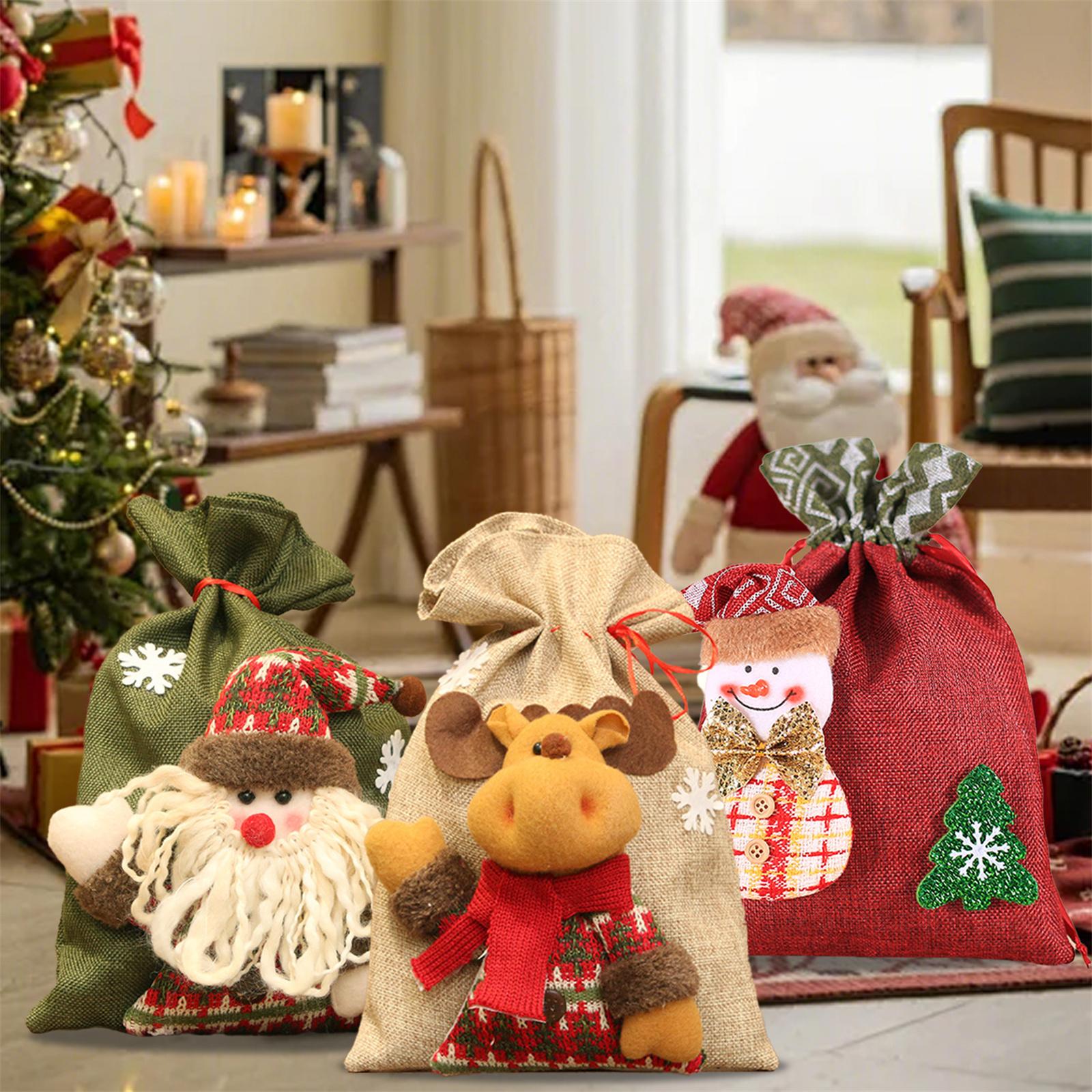 

Упаковка из 5 рождественских подарочных пакетов с застежкой-шнурком. Стильные праздничные упаковочные мешочки для конфет. Декоративные подарочные мешочки.