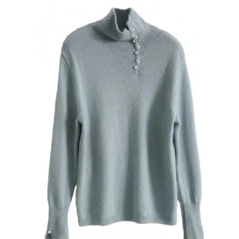 Beauty Online Craftsmanship Design Buttons Warm Turtlenecks Knitted Sweater Women