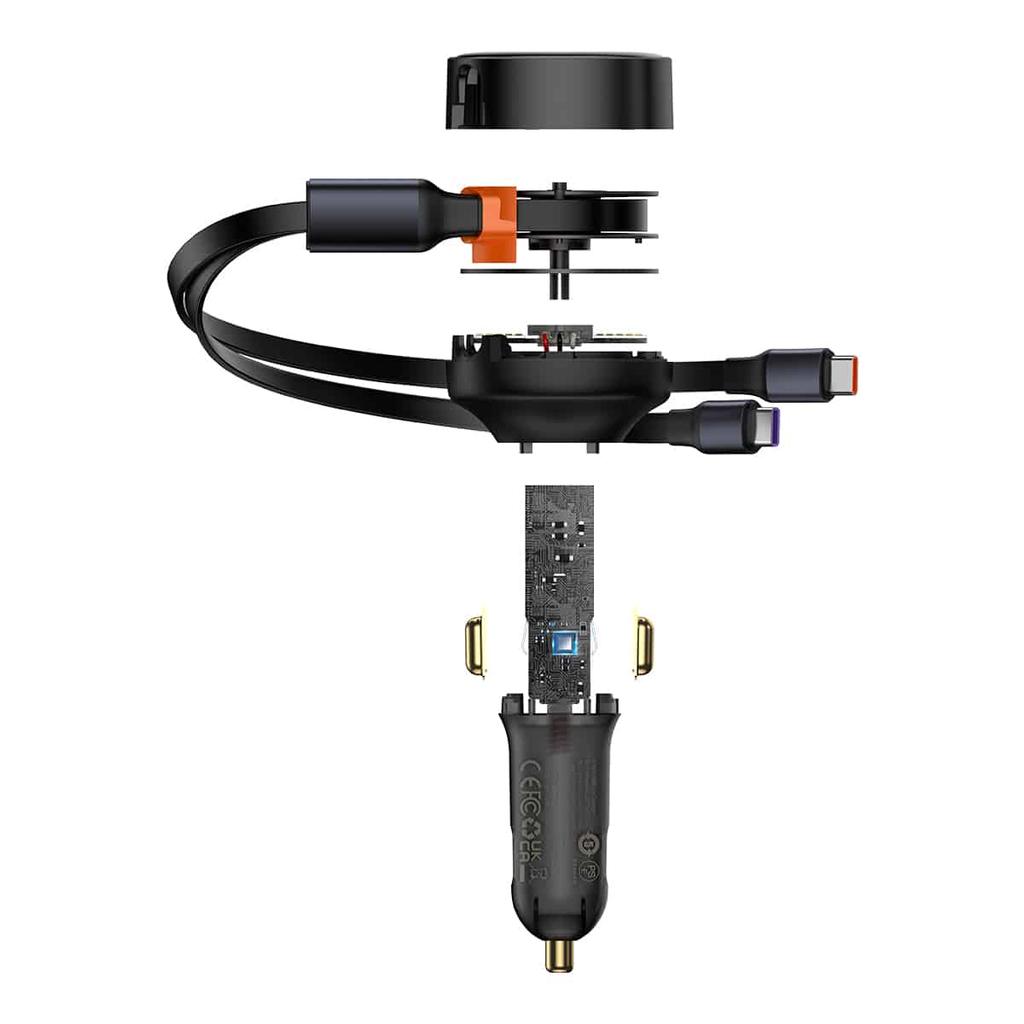 2in1 Car Charger 33W 2x USBC Enjoyment Black