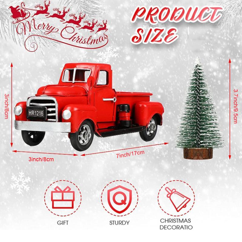 Roter Metall-LKW Weihnachtsfeier Dekoration Tischdeko für Zuhause Kinder Geschenke