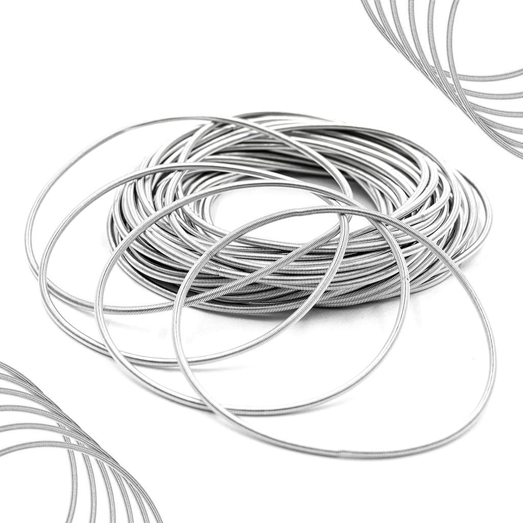 A Set Of 20 Pieces Of 2mm Silver Guitar String Bracelet ,Stackable Bracelet ,Women 'S Coil Jewelry Spiral Bracelet
