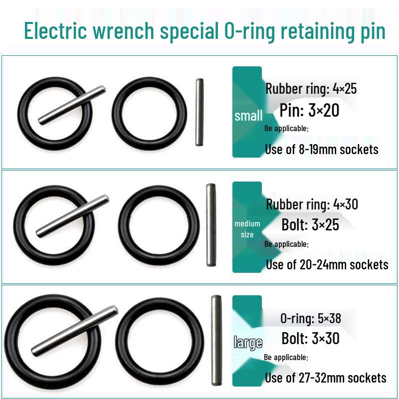 Electric Wrench Socket Kit with O-Ring, Snap Ring, Steel Ring, and Woodworking Positioning Pin