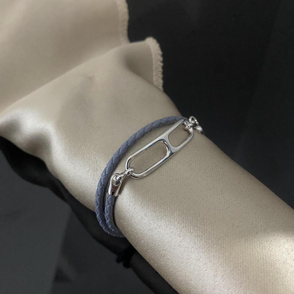 Luxury H-Style Double-Layer Leather Cord Pig Nose Couple Bracelet - Colorful Valentine's Day Gift