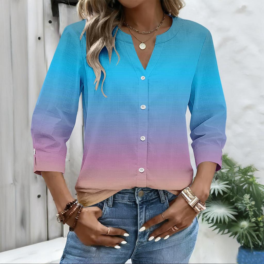 Women's Fashion Casual Gradient Print Top