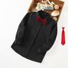 Children's Classic Black Long-Sleeved Shirt for Boys - Perfect for Suits and Stage Performances