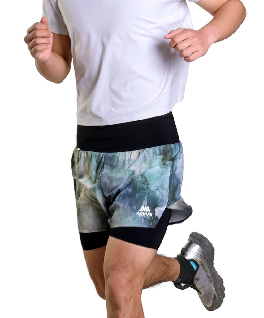 Oniji Two-In-One Running Shorts 360° Storage Pocket Mp57 (Blue Tie-Dye)