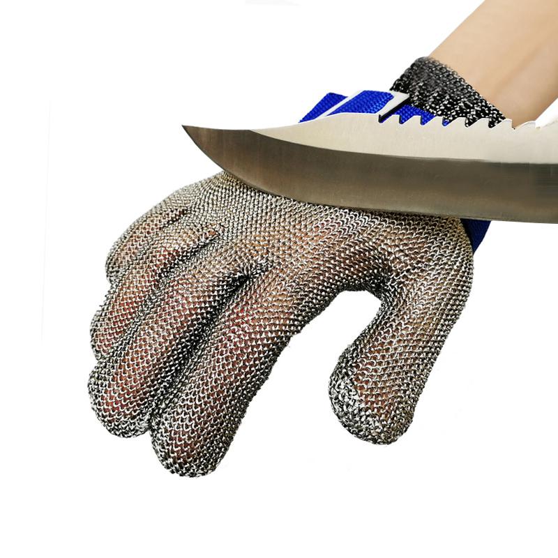 Guanti in Acciaio Inossidabile Taglio-Resistenti Resistenti alle Punture Rete Metallica in Filo d'Acciaio Protezione Nocche Lavoro Macellaio Ambidestri Guanti di Sicurezza
