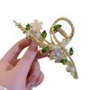 Exquisite Flower Hair Clip - Cat's Eye Design, Large Claw for Women's Elegant Updos