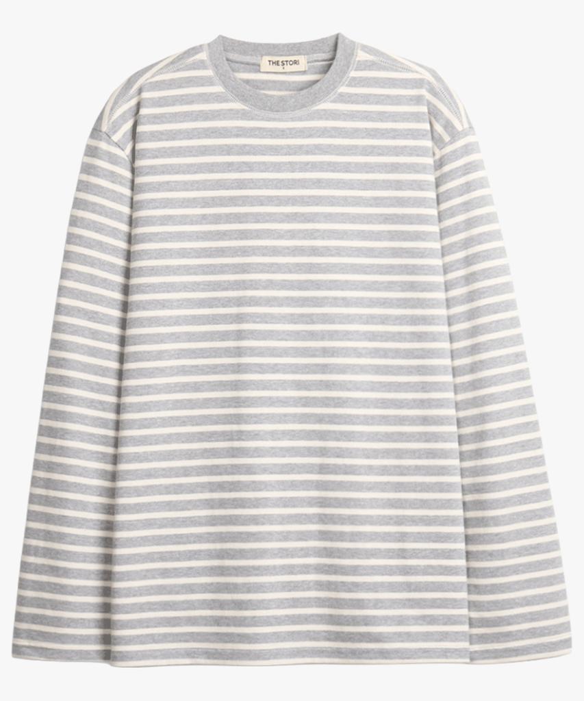 Deoseutoli [10-Count] Striped Heavy Long Sleeve Tee (Melange)