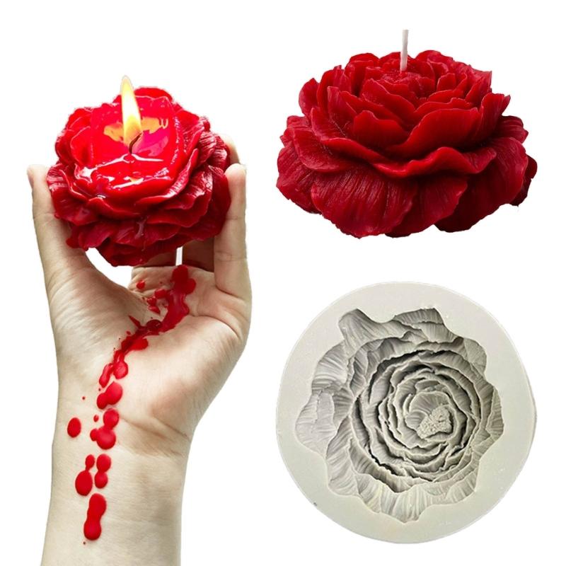 Peony Shaped Soap Molds 3D Flower Soap Silicone Mould Handmade Candle Molds DIY Epoxy Resin Cake Chocolate Decorations