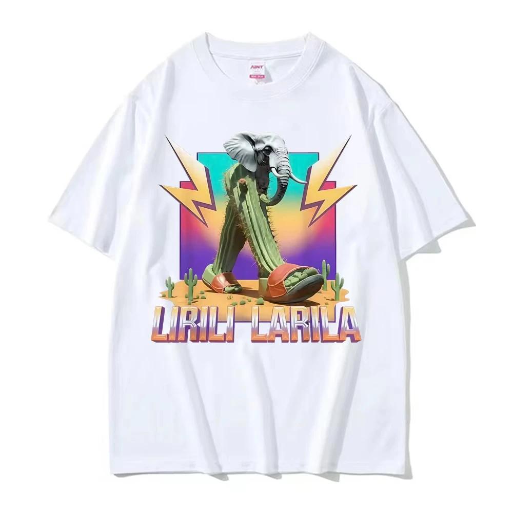 Rolig Lirili Larila T-shirt Herr Sommar Svettabsorberande Andningsbar Topp Bomull Rundhals Kortärmad Mode Herrkläder