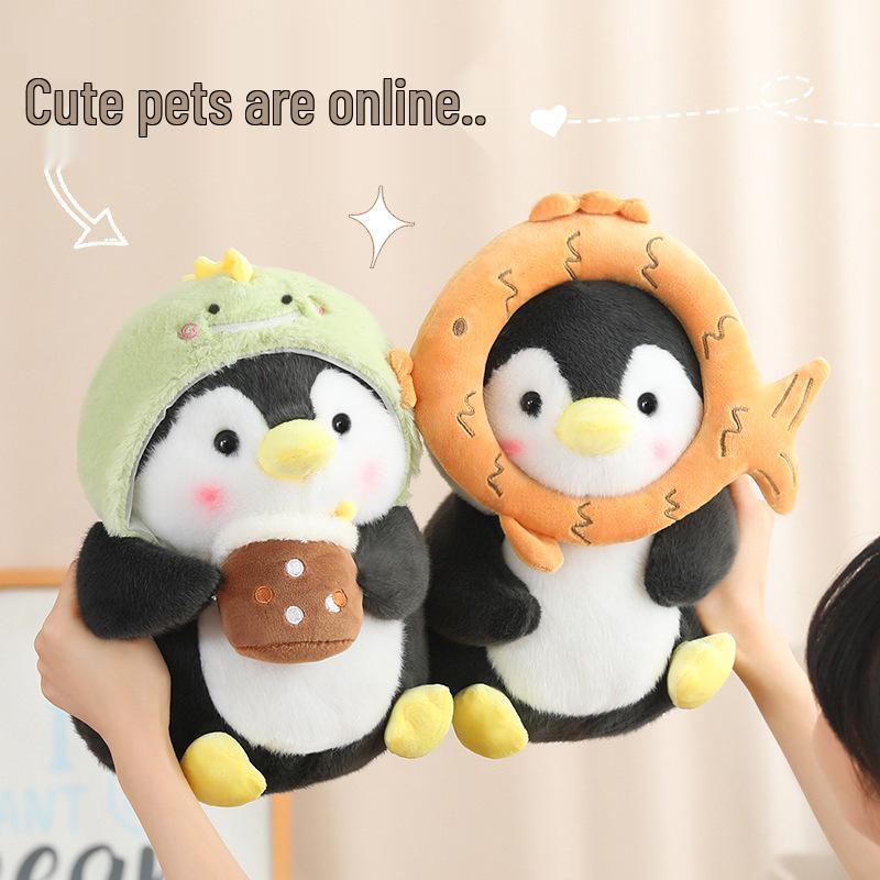 Influencer-Inspired Dondon Penguin Milk Tea Plush Toy - Cartoon Penguin Animal Doll for Children