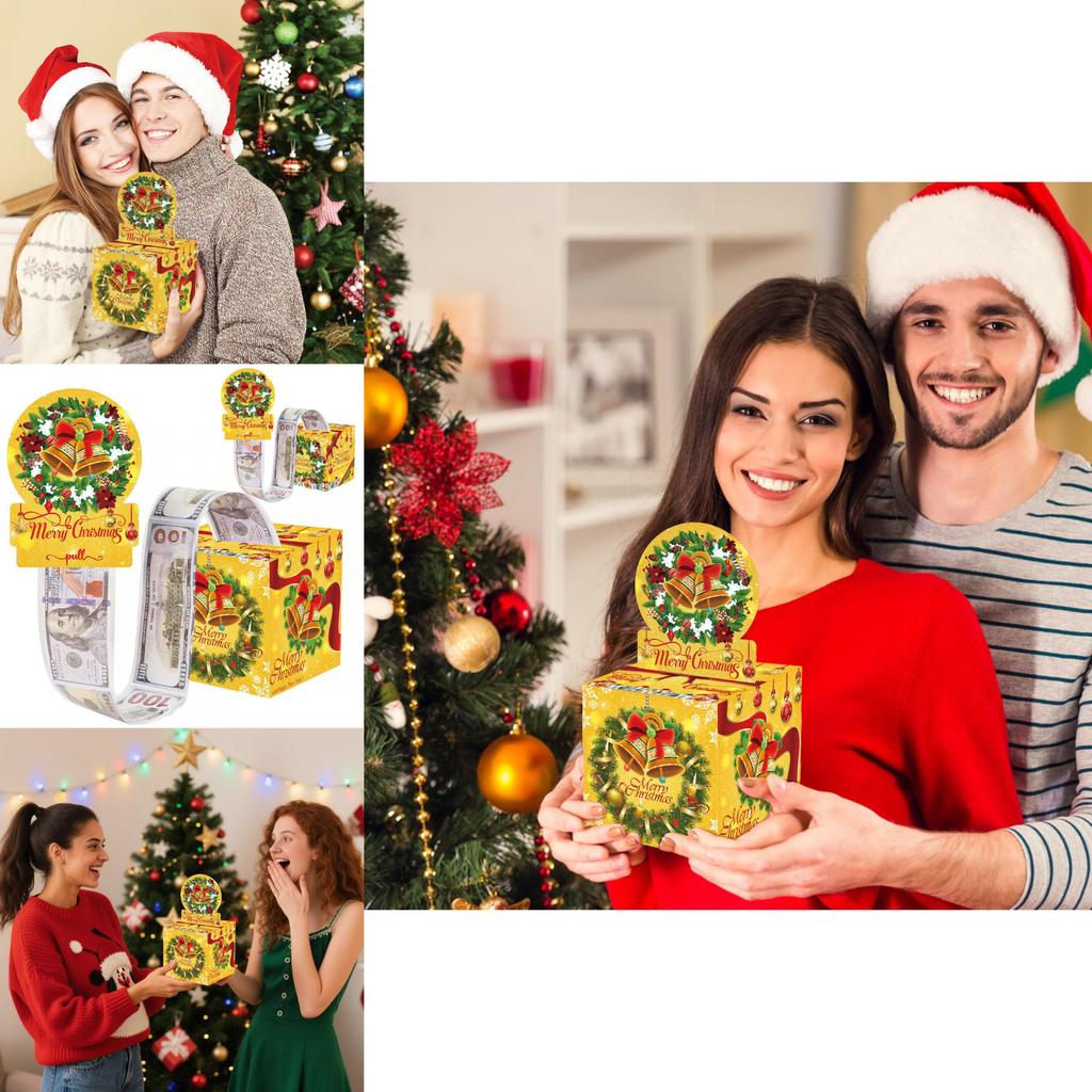 Christmas Party Gift Box With Yellow Bell Theme For Surprising Cash Gifts And Celebrations