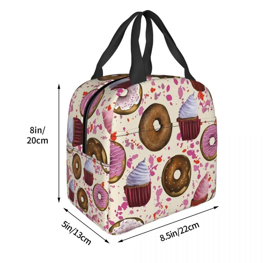 Playful Donut And Cupcake Insulated Lunch Bag for Women Office Cooler Thermal Food Box Tote Leakproof Lunch Boxes Container