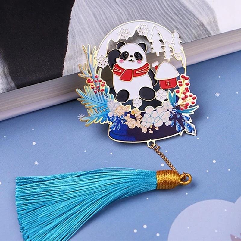 Kawaii Panda Bookmarks Cute Animal Metal Bookmark Tab for Books Stationery Book Marks Gift for Teacher School Office Supplies