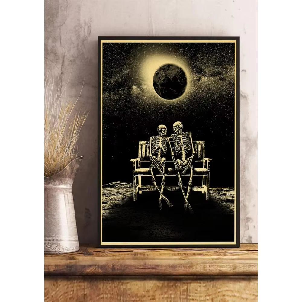 Simple Skull Posters Vintage Kraft Paper Prints Nostalgia Wall Sticker Home ation Bedroom Painting Fashion Bedroom Paint
