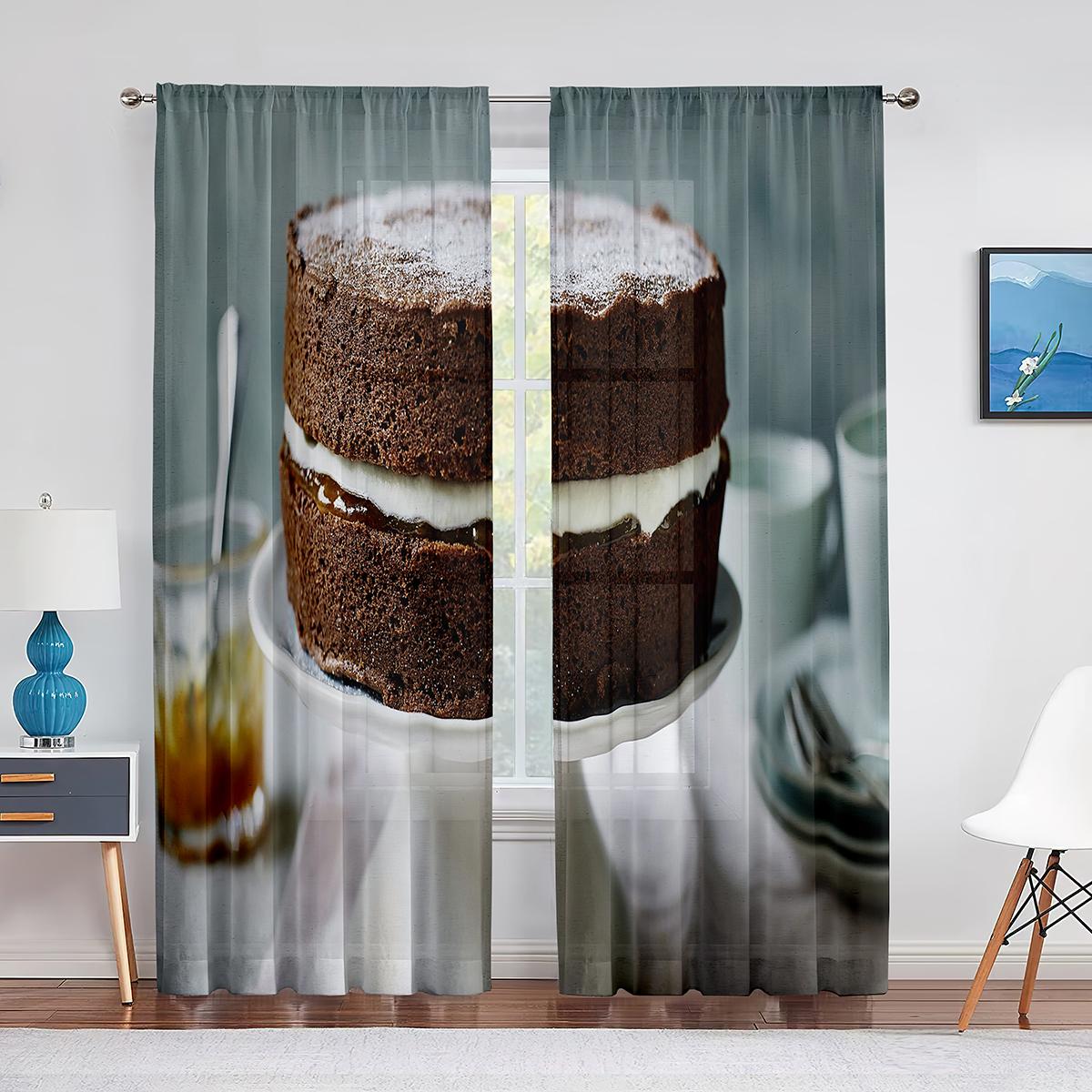 Джем Торт Десерт Малиновый Прозрачные Шторы для Гостиной Шифоновая Вуаль Шторы Спальня — фото 15